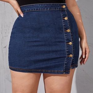 Side Buttoned Denim Skirt